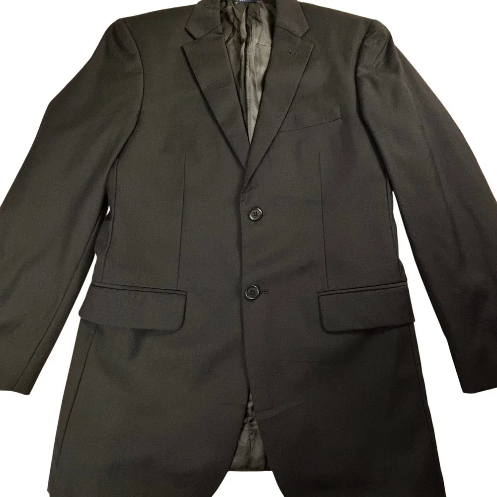 Tommy Hilfiger Sport Coat 100% Wool Black Two Button Lined Double Vented 37R